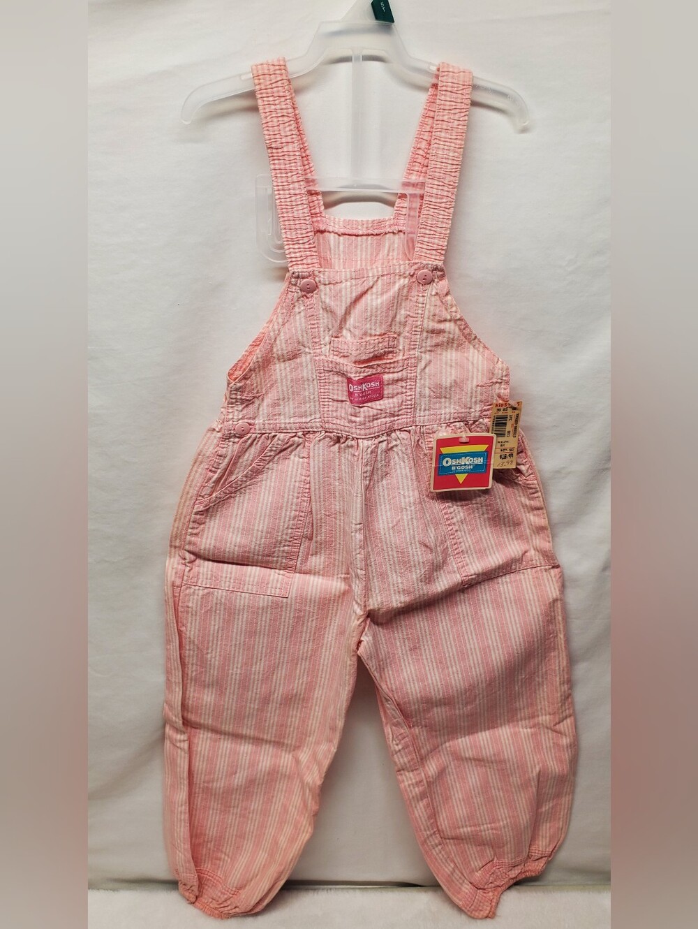 Nwt Vtg Oshkosh rare vintage 80s y2k Overalls pink and white new patch